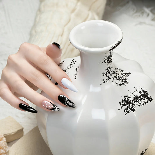 B&W Matching Solid Gel Polish Duo Pure White & Pure Black High-Shine Finish 2 Full-Coverage Solid Colors for Salon & Nail Art,Quick-Drying DIY Nails Nail Art, Liquid gel nails, Manicure kit,Trendy nail art