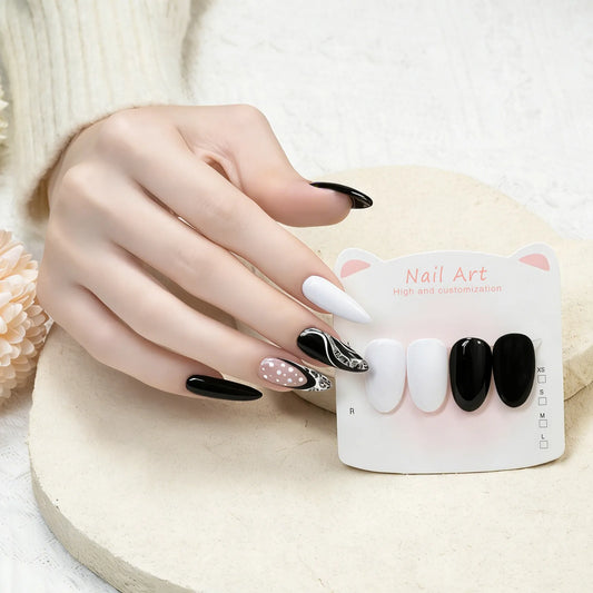 B&W Matching Solid Gel Polish Duo Pure White & Pure Black High-Shine Finish 2 Full-Coverage Solid Colors for Salon & Nail Art,Quick-Drying DIY Nails Nail Art, Liquid gel nails, Manicure kit,Trendy nail art