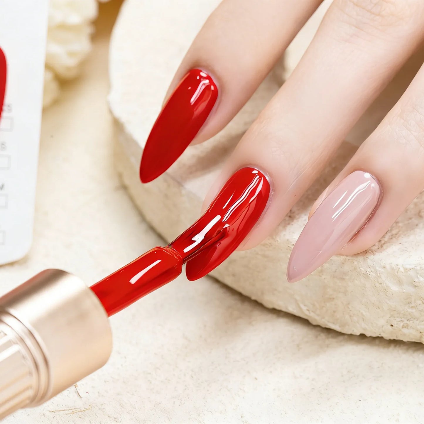 BUBU CANDY 2-Pack Gel Polish (Classic Red & Nude, HEMA-Free, 15ml x2, DIY Home Use Gel Nail Polish - Non-Toxic, Long-Lasting Nude Shades