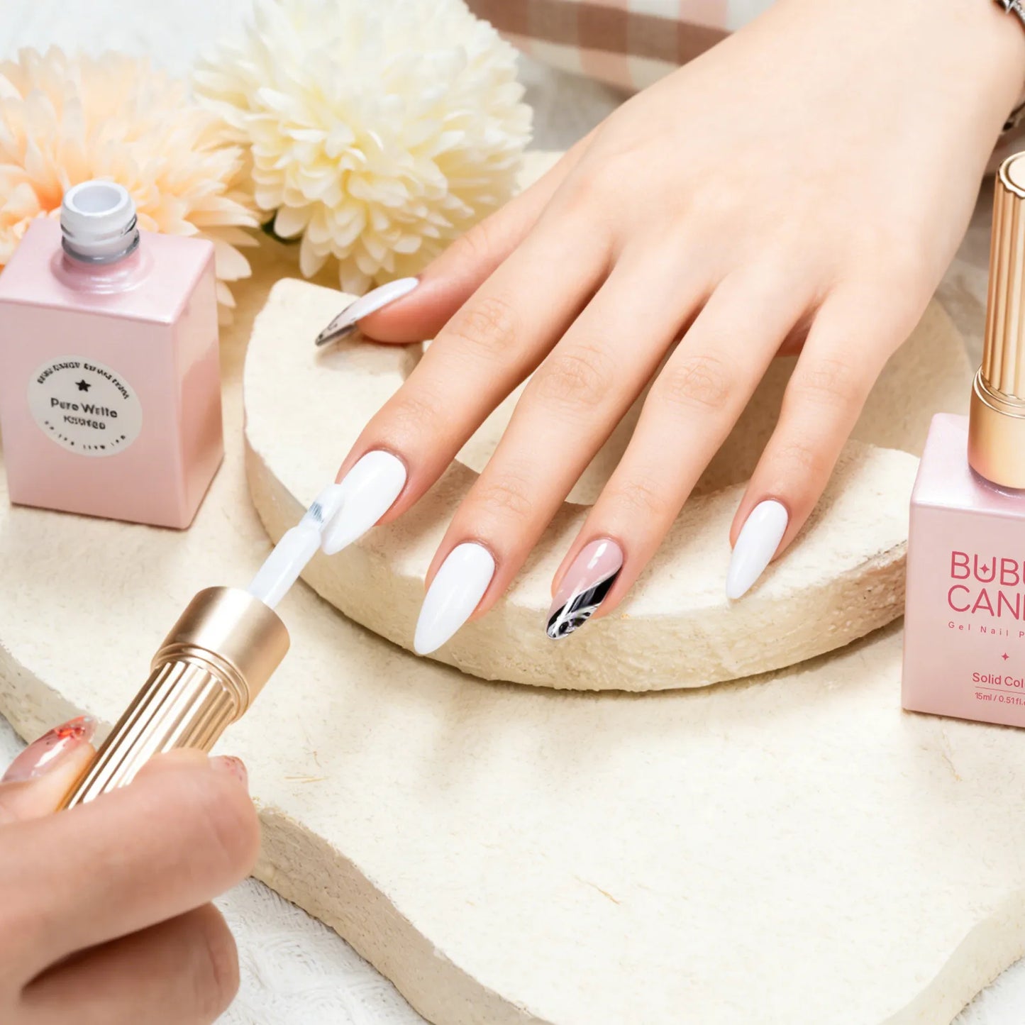 B&W Matching Solid Gel Polish Duo Pure White & Pure Black High-Shine Finish 2 Full-Coverage Solid Colors for Salon & Nail Art,Quick-Drying DIY Nails Nail Art, Liquid gel nails, Manicure kit,Trendy nail art